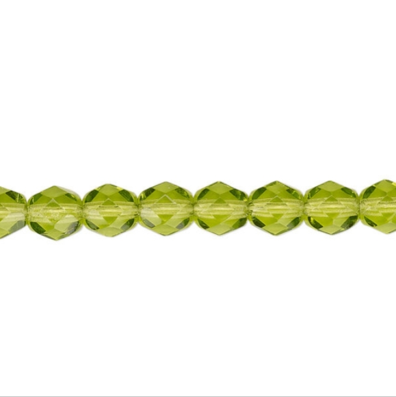 3/$15 Czech Glass Fire Polished Translucent Olivine 75 - 6mm Faceted Round Beads - Picture 1 of 4